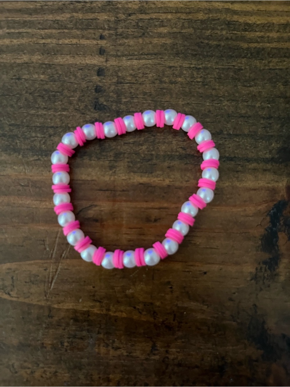 Pink Pearl Bead Stretch Bracelet for Kids 2pcs